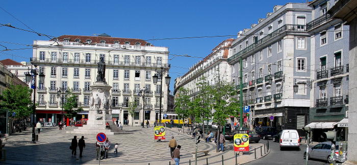 daytime street scene in Chiado district, Lisbon